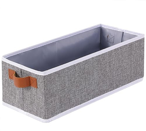 YheenLf 1 Stück Aufbewahrungskorb, Faltbare Stoffbox mit Griff, Aufbewahrungsboxen, Boxen Aufbewahrung in Badezimmern, Regalen, Schrank Organizer, 38x15.5x13cm, Grau