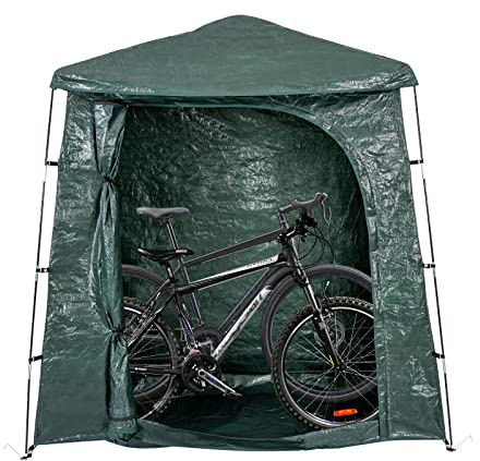 BANLICALI Bike Tent, PE Bike Shed Bicycle Tent with Storage Bag and Wind-Proof Nails, Heavy Duty Bike Covers Outdoor Storage Water-Proof for Bicycles, Gardening Tools, Backyard Items Green