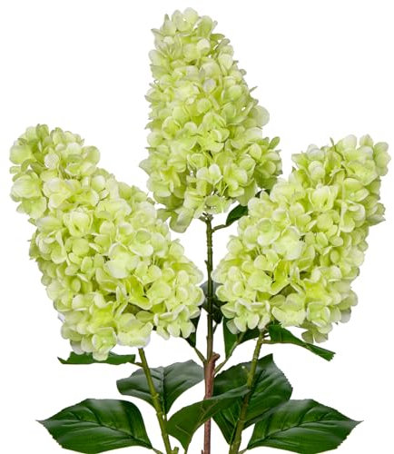 Briful 3PCS Fake Flowers Hydrangea Green Artificial Flowers 28.7 Tall Artificial Hydrangea Flowers, Silk Flowers Long Stem for Floral Arrangement Home Farmhouse Office Hotel Decoration