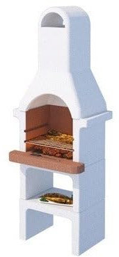 Briconess.com Barbecue in Cemento da Giardino 65x49x178 cm con griglia cromata Beton Falò