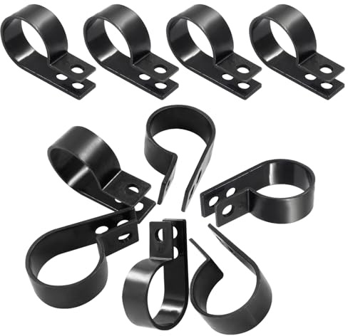 Cjueiom 20Pcs 25mm R-Type Cable Clip, Black | Nylon R-type Clamp Organizer, Fit Cable Dia 21-25mm, Cord Fastener Clips, Wire Management