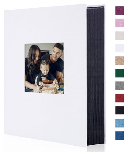 Miaikoe Fotoalbum 10x15 300 Leinen Album Slip in für Familie Hochzeitstag Album Buch Holds 300 Horizontal 10x15cm Fotos Weiß