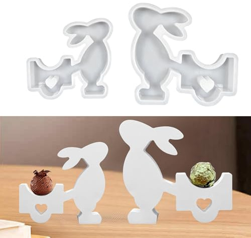 Silikonform Ostern, 3D Kaninchen Gießform, Hase Silikonformen Für DIY-Geschenke, Kerzen (2 Stück)