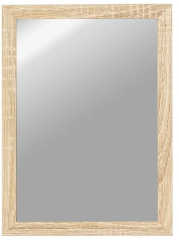 CLAMARO Vision Wandspiegel 50x65 cm Eiche Sonoma mit Rahmen, 300+ Größen wählbar, Echtglas-Spiegel im Hoch- & Querformat montierbar - handgefertigt in Deutschland