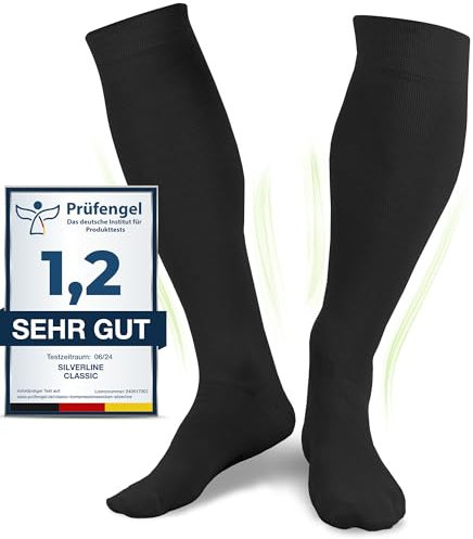 Graduated Compression Socks, Medical Socks, For Men and Women, 60% Organic Cotton (Black, M (38-40))