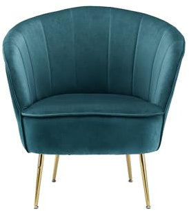Qiyano Tamani Cocktail-Sessel - Edler Samtbezug in Petrol - Goldene Metallbeine - Sitzhöhe von 79cm - Wohnzimmer - Schlafzimmer