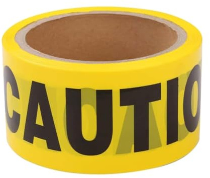 Berry 50 Meter Caution Warning Tape - Yellow | 3 Inch Wide Non-Adhesive Barrier Tape | High Visibility Safety Tape for Construction Sites, Roads & Hazardous Work Areas