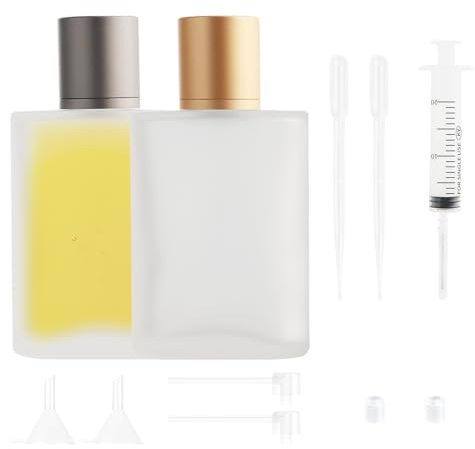 ZUYIST 2 Stück Parfümflasche 100ml, Portable Parfümzerstäuber Glas Parfum Flakon Leer mit Befüllen Zubehör Parfümzerstäuber Nachfüllbar Für Parfüm Reisen Kosmetik Party Datum