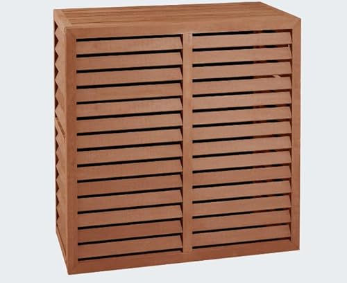EVOLAR Evo-Cover Cache Climatiseur Exterieur - Housse Pompe a Chaleur extérieur - Ecran Unité de Climatisation en WPC Ajouré pour Jardin, Balcon, Terrasse - Large, Teck Tropical