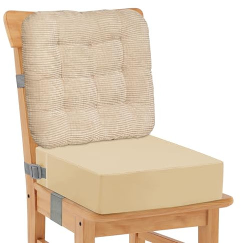 Rehausseur Chaise Enfant- 2Pcs Coussin épais pour siège de Chaise en Velours côtelé Coussin de Dossier en PU imperméable Facile à Nettoyer Siège d'appoint avec Fond antidérapant…