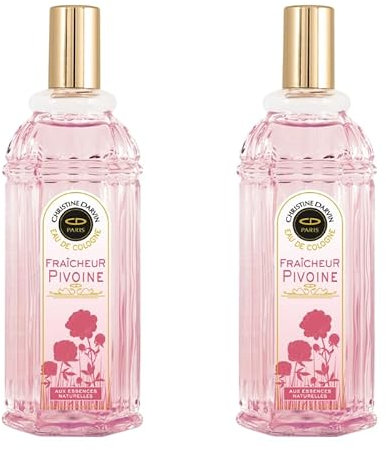 Eau de Cologne Pivoine - Christine Darvin - Floral et Fruité - Made in France - 97% d'ingrédients d'origine naturelle - Spray 250 ml - Petit prix - Lot de 2