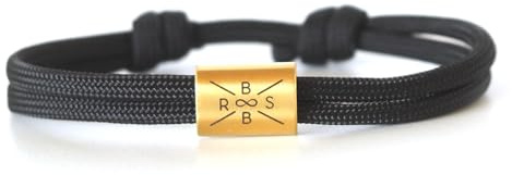 myGreta Segeltau Armband mit personalisierbarem Edelstahl Charm – Hochwertige Gravur von Initialen und Symbolen – Handgefertigtes Geschenk für Familie und Freunde