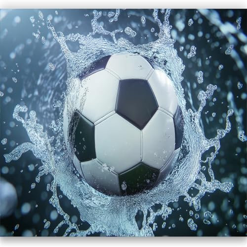 Wallpaper Football Flying in The air Non-Woven Wall Mural, Decoration Poster Picture Design Modern Mural 400 x 280 cm for livingroom Kids Bedroom Blue and White