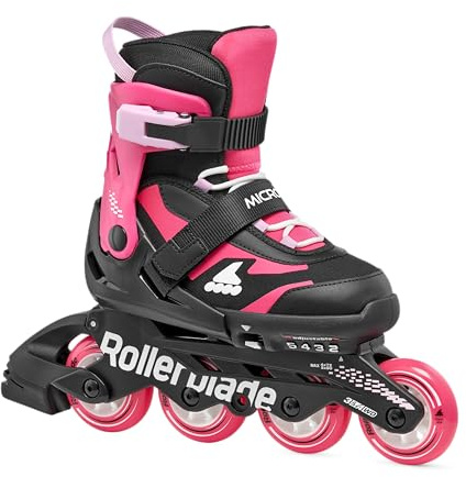 Rollerblade MICROBLADE - Patines en línea para niñas, Color Negro y Rosa, 36,5-40,5