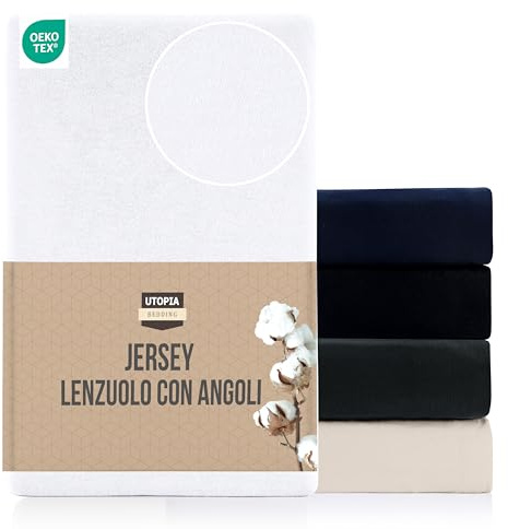 Utopia Bedding Jersey Spannbettlaken Weiß 200 x 200 cm | Matratzenhöhe Bis 25 cm - Bettlaken Baumwollmischung