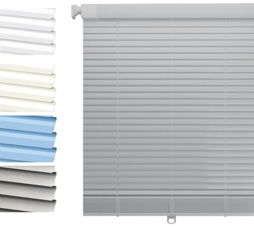 Generisch Aluminiumjalousie Kabellos Skalierbar Jalousien Venezianische Jalousette Für Fenster Verdunkelungs Privatsphäre Horizontale Jalousien nach Mass(Gray)