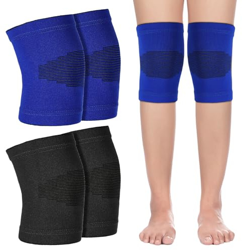 HJZHII 2 paia di ginocchiere per bambini, per pallamano e pallavolo, traspiranti, elastiche, morbide, per ginocchiere (blu)