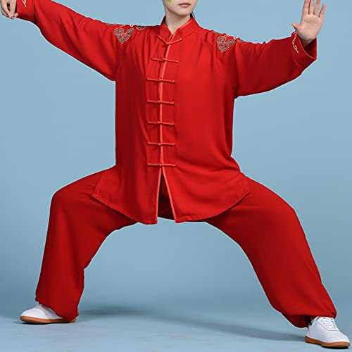 Damen Herren Tai Chi Trainingsanzug Kampfkunst Kung Fu Qi Gong Wing Chun Shaolin Wushu Frühling Sommer Training Unisex Uniform Stickerei Anzug,003,XL