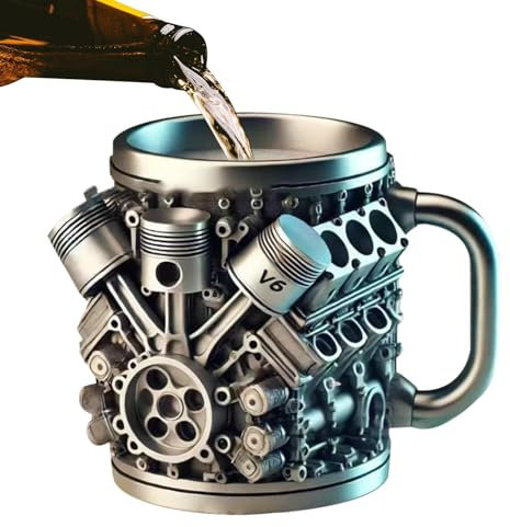 Moteurs Tasse En Acier Inoxydable, Tasse En Acier Inoxydable Personnalisé, Tasse De Café En Moteur 3D Créatif, Tasse De Café En Forme De Moteur, Bouteille À Boire Polyvalente Pour Passionnée De Course