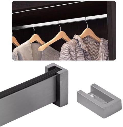 bastone armadio appendiabiti Aste Appendiabiti in Metallo Silenziose e Antiscivolo per Appendere I Vestiti, Barra Porta Abiti Rettangolare Spazzolata, Asta Appendiabiti con Supporti(Gray,150cm(59 in))