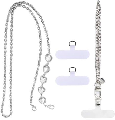 Guyode 4 Pezzi Cordino per Cellulare da Collo, Regolabile Laccetti Cellulari Universale, Portacellulare da Collo Donna, Tracolla Telefono in Metallo per iPhone Samsung e Tutti Gli Smartphone