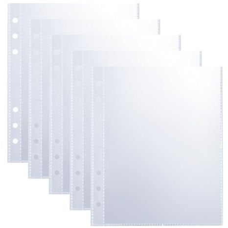 50 Pack 100 Pockets A5 Binder Inserts 5x7 in 6 Ring Clear Binder Sleeves Double-Sided Plastic Sleeves for Binders for Photos, Postcards, Seed Packets Clear PP Sheet Protector