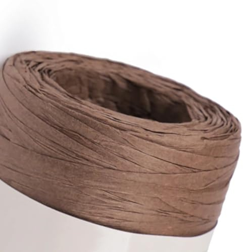 cyclingcolors 1x Fibra Rafia Cuerda de Papel 5-8 mm 100 m Decoración Artesanía Bricolaje hogar Plantas Crochet Joyas Cordel Bolso, Marrón Claro