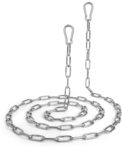 EUDUQ 1.5M Stainless Steel Chain with 2 Detachable Carabiners,3mm Silver Metal Chains,Heavy Duty Security Chain Lock for Fence,Gate,Bike,Swing,Padlock
