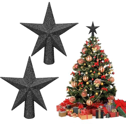 Weihnachtsbaumspitze Stern, Christbaumspitze Klein, Mini Baumspitze Stern, Weihnachtsbaum Ster Topper, Glitzernde Weihnachtsbaumspitze, für Weihnachtsbaum Dekoration (C)
