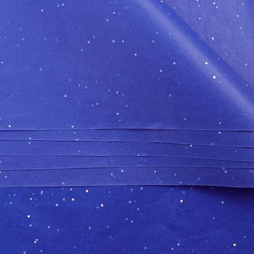 30 fogli di carta velina glitter blu, 50 × 66 cm, carta velina in carta riciclata da avvolgere, bouquet, carta fai da te con pellicola metallica, carta glitterata per artigianato e confezioni regalo