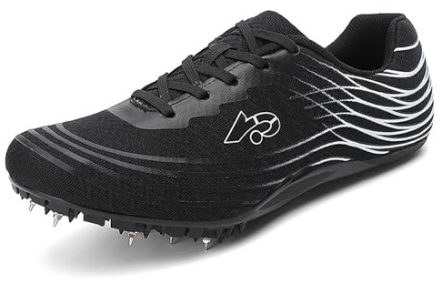 Zapatos De Atletismo para Hombre, Profesionales Zapatillas 8 Clavos Zapatos Carreras Velocidad Transpirables De Malla para Correr Competir Y Saltar,Negro,40 EU