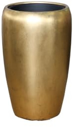 Exklusive Pflanzvase - Hochwertiger Premium Blumenkübel aus Fiberglas - Inkl. Pflanzeinsatz - Edles Pflanzgefäß für Innenräume & geschützte Außenbereiche (Gold, Höhe 51 cm - Ø 34 cm)