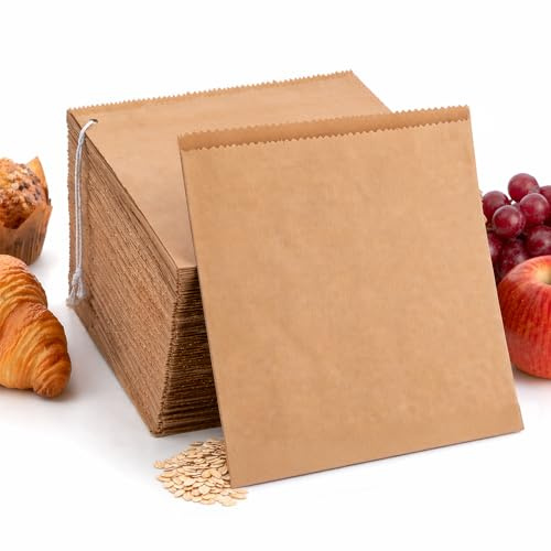 200 Paper Sandwich Bags 7x7 – Brown Kraft Flat Food Bags for Sandwiches, Bakery & Snacks – Food Safe Paper Bags Bulk for Cafés, Takeaway, Catering & Lunch Use