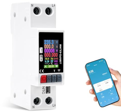 Smartmeter stromzähler hutschiene wlan wechselstromzähler mit Energieerfassung und Prepaid, Schutz vor Über-und Unterspannung, Überstrom, Übertemperatur und Stromausfall, Fernsteuerung TUYA.