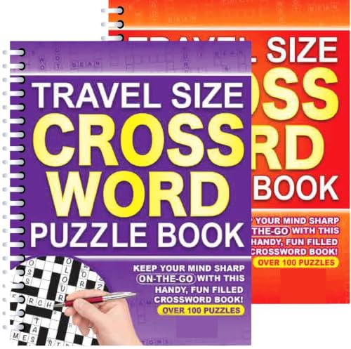 GZZHONGHENG Travel Size Crossword Puzzle Book for Adults – Spiral Bound Book with 120 Crossword Puzzles, Portable Brain Teasers & Word Games for Adults and Teens, Travel Activity Puzzle Book