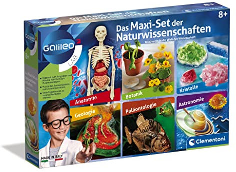 Clementoni 59042 Galileo Lab – Das Maxi-Set der Naturwissenschaften, wissenschaftlicher Baukasten, Spiel über Anatomie, Botanik, Astronomie UVM., für kleine Wissenschaftler ab 8 Jahren