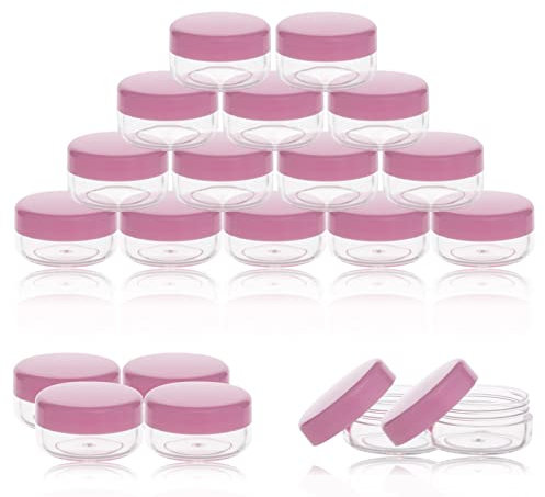 3 Gram Sample Pots, 25 Pcs Plastic Travel Pots for Toiletries, Mini Travel Containers with lids, Empty Cosmetic Containers for Face Creams, Samples, Make-Up