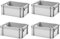 1a-TopStore 4 Stk. Euroboxen EB-417, grau, 40x30x17,5 cm (LxBxH), grau, Volumen: 16,5 Liter, lebensmittelecht, 2 Grifföffnungen