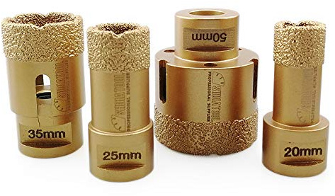 SHDIATOOL Dry Diamond Drill Core Bits 4pcs/Set for Porcelain Tile Granite Marble Dia 20/25/35/50mm