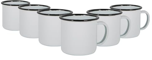 Argon Tableware Enamel Espresso Cups - 130ml - Black - Set of 6 Metal Drinking Mugs Teacup Coffee Mug Set Hot, Cold Drinks Cups for Home, Kitchen, Dining, Travel, Camping, Hiking & Outdoor Use