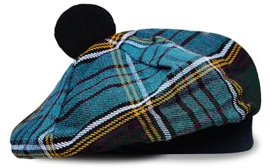 UMAM skotsk traditionell tam o' Shatner akryl ull tammy hatt platt hätta kilt många tartaner, Anderson 043tcp, one size