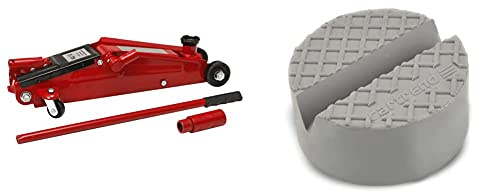 cartrend 10024 hydraulischer Wagenheber, Rangierwagenheber für SUVs und Geländewagen mit Quicklift-Funktion, 2,5 Tonnen & 10429 Universelle Gummiauflage Wagenheber und Hebebühnen, verstärkt für SUV