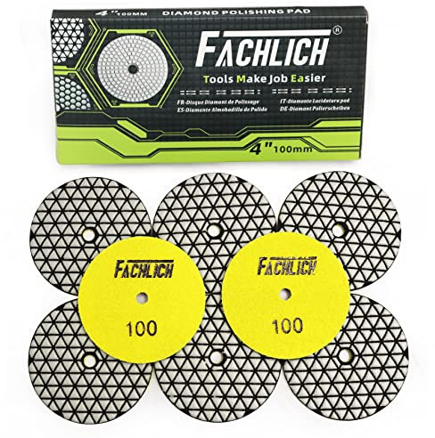 FACHLICH Trockene Diamant Polierscheibe 8 Stk. Streugut 100 für Granit Stein Beton Marmor Dia 4 Zoll/100MM