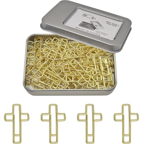 50 PCS Gold Cross Paper Clips Bible Bookmark Clips, Bible Study Supplies Accessories for Women