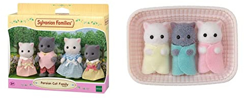 Sylvanian Families 5455 Persian Cat Family Dolls, Multicolor & 5458 Persian Cat Triplets Dolls