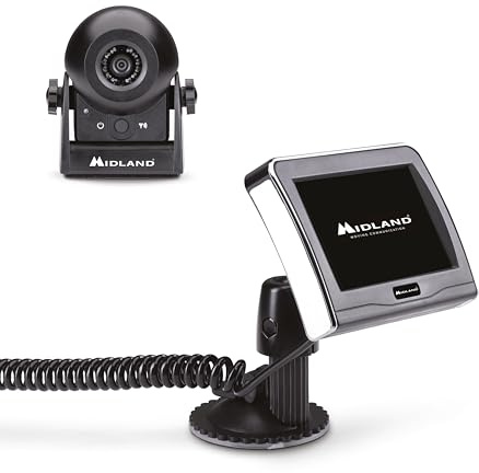 Midland - Wireless Reversing Camera for Car, Caravan & Other Vehicles - Reverse Camera with 120° Viewing Angle, IR LED, Easy Installation Without Drilling, Monitor Included - Camper Van Accessories