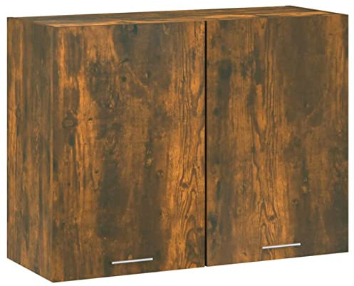 Tidyard Hängeschrank Küchenschrank Aufbewahrungsschrank Einbauküche Küchenzeile Küchenmöbel Oberschrank Küche Schrank,Mit 2 Türen und 1 Regalböden, Räuchereiche 80x31x60 cm Holzwerkstoff