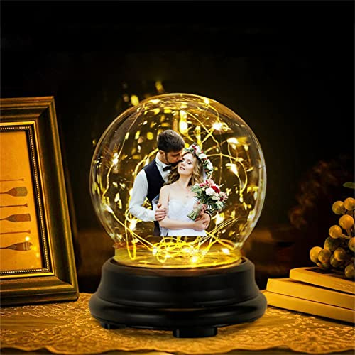 Collienght Personalisierte Kuppelleuchte mit Foto, 7 Farben, LED-Lichterkette, Paar-Lampe, individuelles Bild, Nachtlicht für Valentinstag, Jahrestag, Muttertag, Kuppelpaar-Lampe