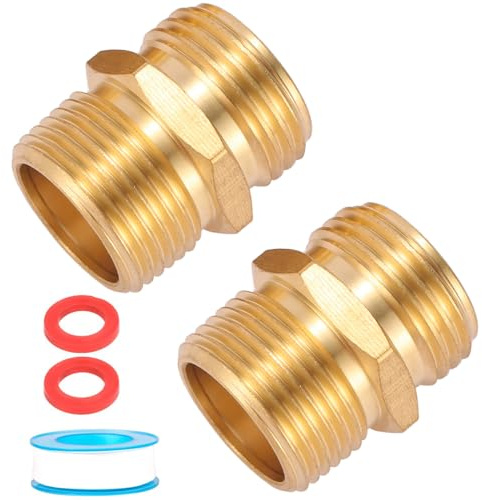 3/4 npt to Garden Hose Adapter,3/4” GHT Male to 3/4” NPT Male Connector, Brass Garden Hose Convert Adapter Fitting, Garden Hose Thread to 3/4 Male Pipe Thread, with Extra 2 Washers