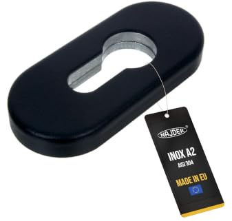 NAJDER Rosace de Sécurité Ovale en Acier Inoxydable Zamak, Cache Serrure pour Poignées de Porte Intérieure, Rosace de Protection, Trou de Clé, Couleur: Noir